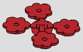 Supplied sprue containing 4 small flower heads; source quantity counts sprues · red