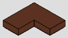 2 x 2 L-shaped corner tile, square outer corner · reddish-brown