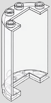Tall half-cylinder transparent panel with curved top studs