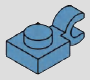 1 x 1 plate with horizontal clip · medium-blue