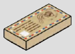 1 x 2 tile, smooth studless top; Small tan newspaper/notice