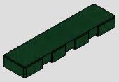 1 x 6 F-pack smooth tile with grooves along its lower edge · dark-green
