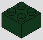 2 x 2 brick, 4 top studs · dark-green