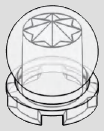 Clear domed lamp cover with notched lower rim