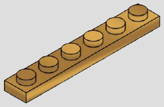 1 x 6 plate, 6 top studs · pearl-gold
