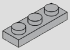 1 x 3 plate, 3 top studs