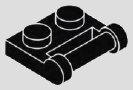 1 x 2 plate with horizontal cylindrical bar along one edge · black