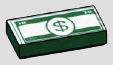 1 x 2 tile, smooth studless top; Green banknote