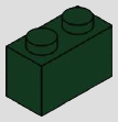1 x 2 brick, 2 top studs · dark-green