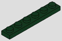 1 x 6 plate, 6 top studs · dark-green