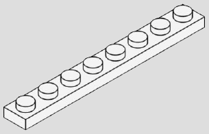 1 x 8 plate, 8 top studs · white