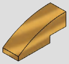 Narrow curved slope, smooth top and stepped underside · pearl-gold