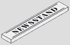 1 x 8 tile, smooth studless top; NEWSSTAND sign