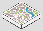 2 x 2 tile, smooth studless top; Colored street map on white