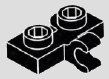 1 x 2 plate with 1 centered horizontal clip · black