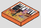 2 x 2 tile, smooth studless top; Orange-bordered magazine/movie cover