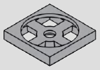 2 x 2 turntable plate; raised center pin on one face, recessed circular reverse · light-gray
