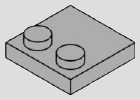 2 x 2 modified plate, 2 studs along one edge