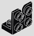Bracket with 2 base studs and 4 side studs in a square