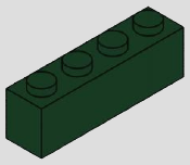 1 x 4 brick, 4 top studs · dark-green