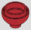 Open hemispherical bowl with bottom mounting stud · red