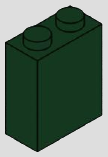 1 x 2 x 2 brick, 2 top studs · dark-green