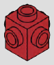 1 x 1 modified brick, studs on top and all 4 sides · red