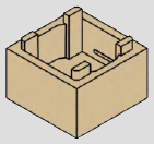 Open 2 x 2 crate with reinforced corners and bottom stud · tan