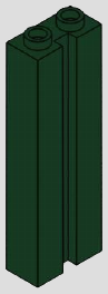 1 x 2 x 5 tall brick with vertical grooves, 2 top studs