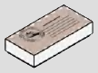 1 x 2 tile, smooth studless top; Tan newspaper with paragraph text