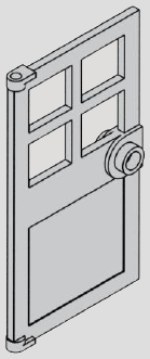 Door with 4 upper window panes and round handle socket · white
