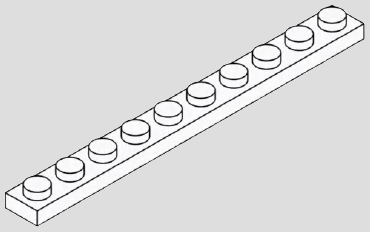 1 x 10 plate, 10 top studs · white