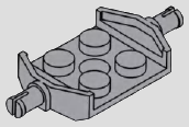 2 x 2 vehicle chassis plate with 4 studs and 2 axle pins · light-gray