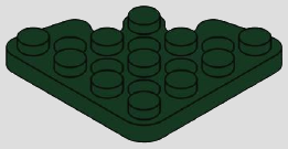 Triangular plate with rounded perimeter and studded top · dark-green